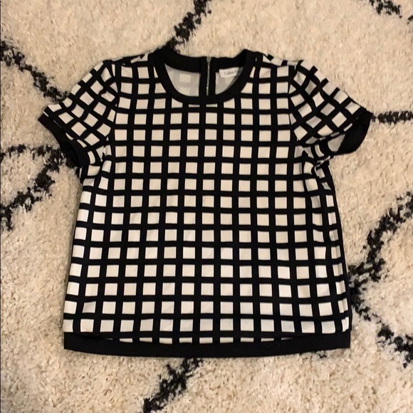 Calvin Klein B&W Grid Pattern Top - Picture 1 of 2